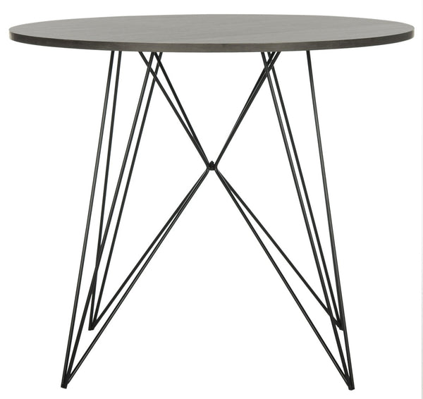 Safavieh Marino Round Dining Table – Contemporary Industrial Elegance With Angular Iron Base & Dark Grey Top FOX4260A