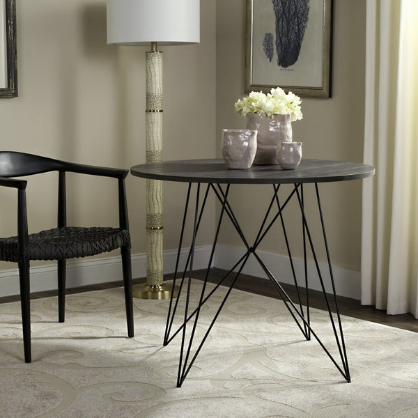 Safavieh Marino Round Dining Table – Contemporary Industrial Elegance With Angular Iron Base & Dark Grey Top FOX4260A