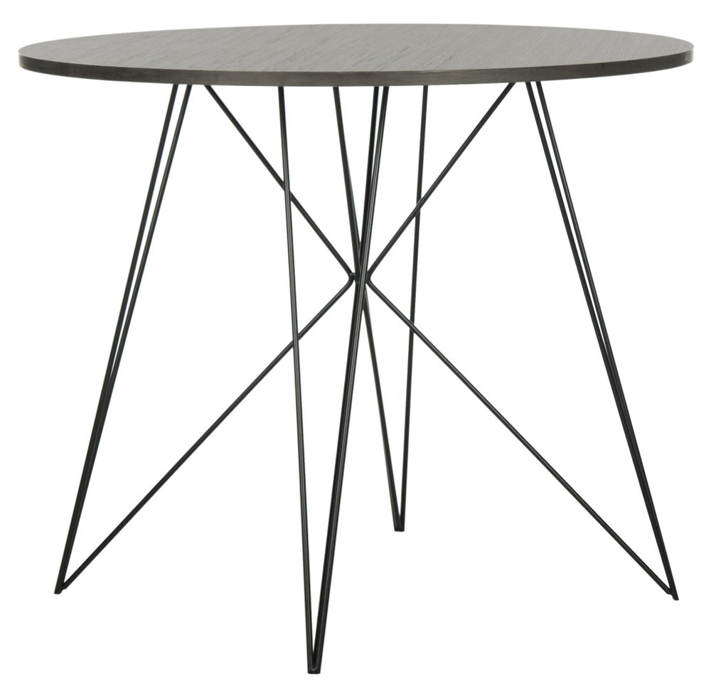 Safavieh Marino Round Dining Table – Contemporary Industrial Elegance With Angular Iron Base & Dark Grey Top FOX4260A