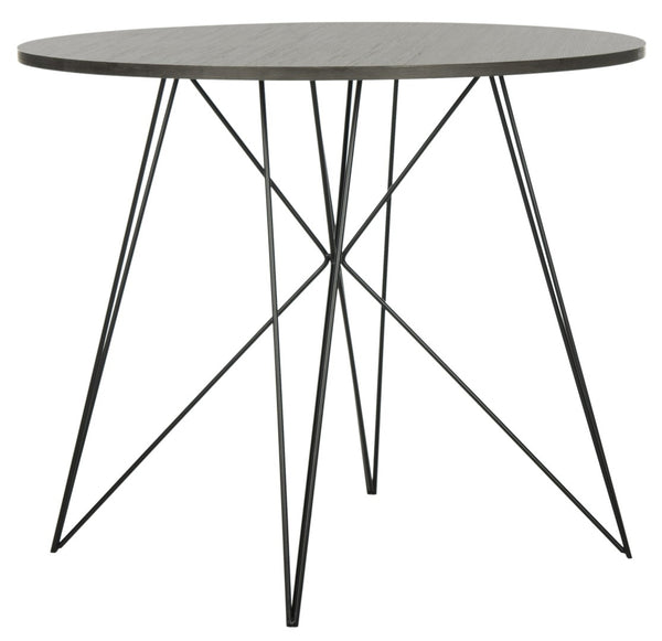 Safavieh Marino Round Dining Table – Contemporary Industrial Elegance With Angular Iron Base & Dark Grey Top FOX4260A