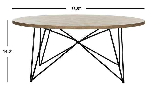Safavieh Maris Retro Mid Century Coffee Table - Stylish Light Brown Wood With Iron Base For Modern Living Spaces FOX4261A