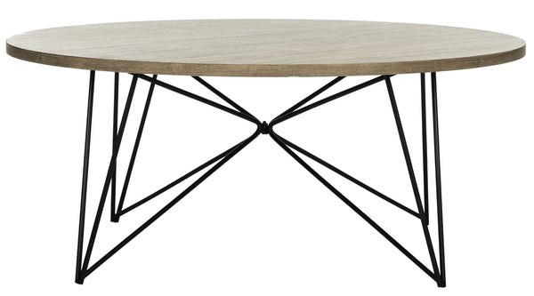 Safavieh Maris Retro Mid Century Coffee Table - Stylish Light Brown Wood With Iron Base For Modern Living Spaces FOX4261A