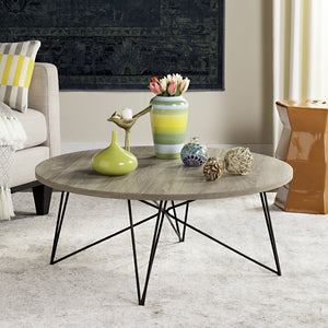 Safavieh Maris Retro Mid Century Coffee Table - Stylish Light Brown Wood With Iron Base For Modern Living Spaces FOX4261A