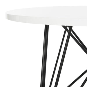Safavieh Vida Mid Century Lacquer End Table - Chic White Accent Table With Geometric Iron Base For Any Space FOX4262B