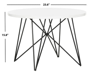 Safavieh Vida Mid Century Lacquer End Table - Chic White Accent Table With Geometric Iron Base For Any Space FOX4262B
