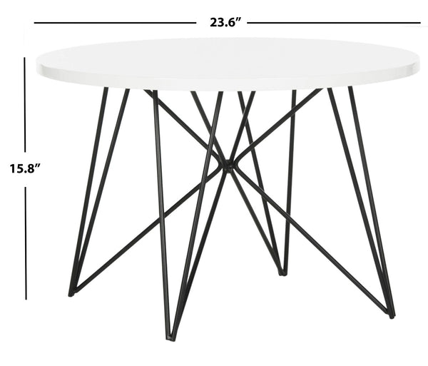 Safavieh Vida Mid Century Lacquer End Table - Chic White Accent Table With Geometric Iron Base For Any Space FOX4262B