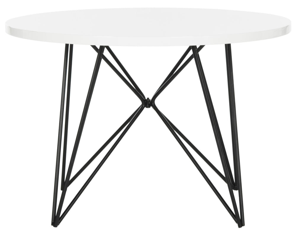 Safavieh Vida Mid Century Lacquer End Table - Chic White Accent Table With Geometric Iron Base For Any Space FOX4262B