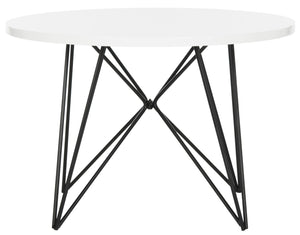 Safavieh Vida Mid Century Lacquer End Table - Chic White Accent Table With Geometric Iron Base For Any Space FOX4262B