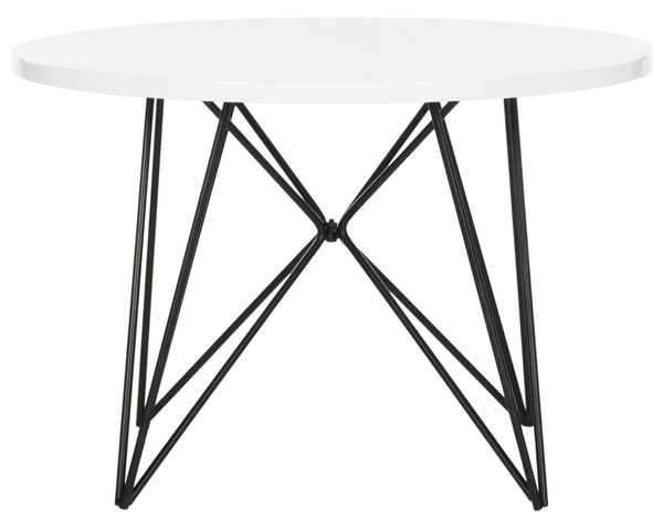 Safavieh Vida Mid Century Lacquer End Table - Chic White Accent Table With Geometric Iron Base For Any Space FOX4262B
