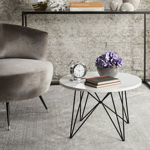 Safavieh Vida Mid Century Lacquer End Table - Chic White Accent Table With Geometric Iron Base For Any Space FOX4262B