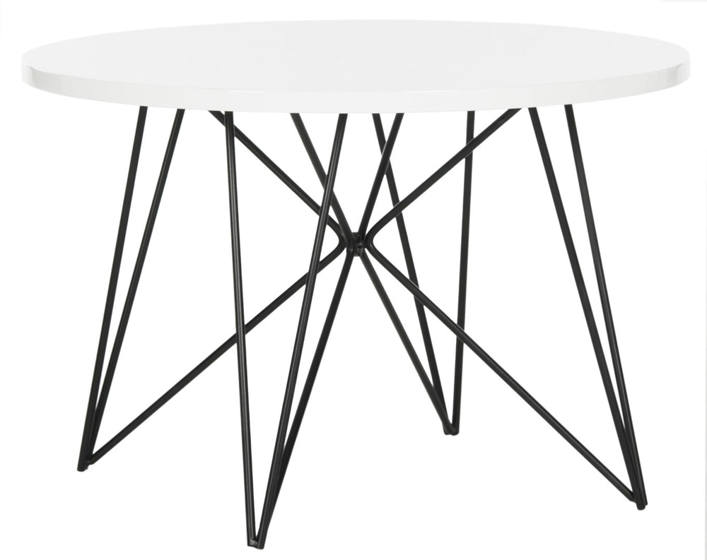 Safavieh Vida Mid Century Lacquer End Table - Chic White Accent Table With Geometric Iron Base For Any Space FOX4262B
