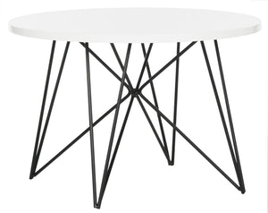 Safavieh Vida Mid Century Lacquer End Table - Chic White Accent Table With Geometric Iron Base For Any Space FOX4262B