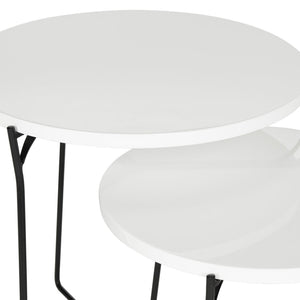 Safavieh Ryne Mid-Century Modern Stacking End Table With White Lacquer Top & Elegant Iron Base For Small Spaces FOX4263B