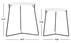 Safavieh Ryne Mid-Century Modern Stacking End Table With White Lacquer Top & Elegant Iron Base For Small Spaces FOX4263B