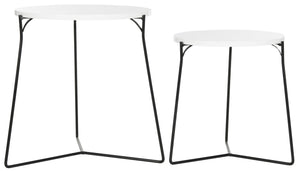 Safavieh Ryne Mid-Century Modern Stacking End Table With White Lacquer Top & Elegant Iron Base For Small Spaces FOX4263B