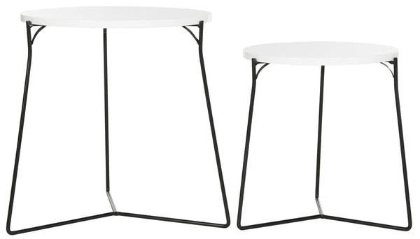 Safavieh Ryne Mid-Century Modern Stacking End Table With White Lacquer Top & Elegant Iron Base For Small Spaces FOX4263B