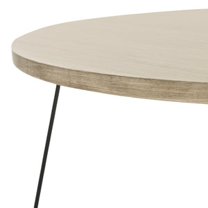 Safavieh Mae Mid-Century Modern Round Wood Coffee Table With Sturdy Iron Base For Stylish Living Spaces FOX4264A
