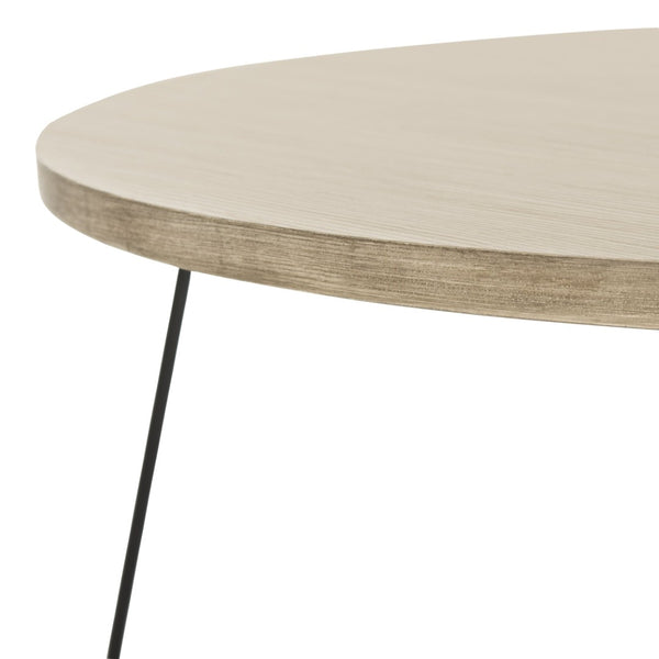 Safavieh Mae Mid-Century Modern Round Wood Coffee Table With Sturdy Iron Base For Stylish Living Spaces FOX4264A