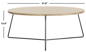 Safavieh Mae Mid-Century Modern Round Wood Coffee Table With Sturdy Iron Base For Stylish Living Spaces FOX4264A