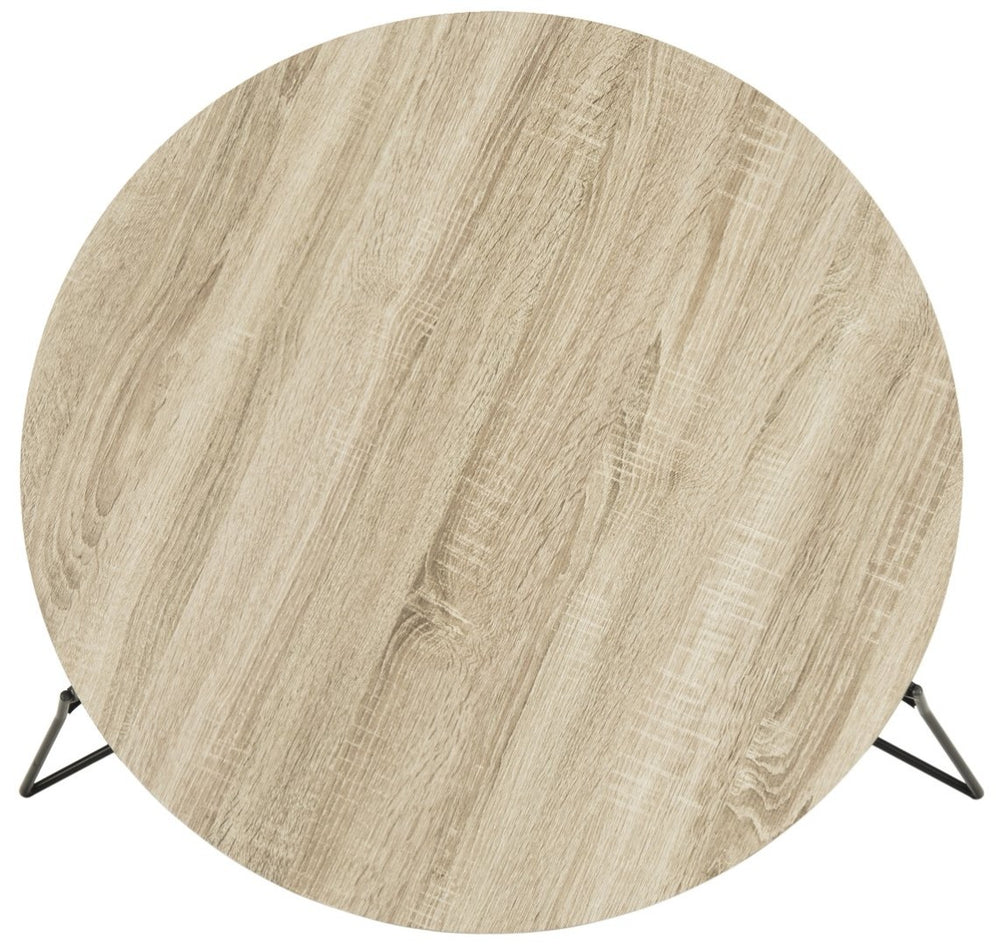 Safavieh Mae Mid-Century Modern Round Wood Coffee Table With Sturdy Iron Base For Stylish Living Spaces FOX4264A