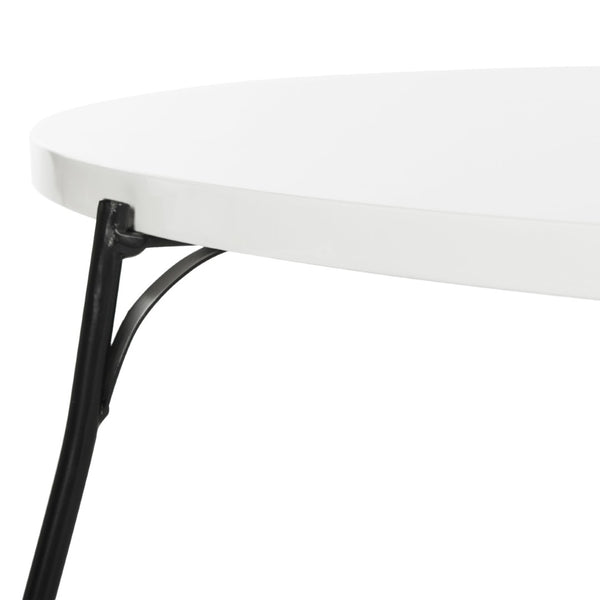 Safavieh Mae Mid-Century Modern Lacquer Coffee Table – Elegant Round Design With Curved Iron Legs, 31" FOX4264B