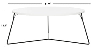 Safavieh Mae Mid-Century Modern Lacquer Coffee Table – Elegant Round Design With Curved Iron Legs, 31" FOX4264B