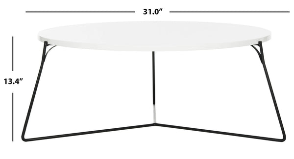 Safavieh Mae Mid-Century Modern Lacquer Coffee Table – Elegant Round Design With Curved Iron Legs, 31" FOX4264B