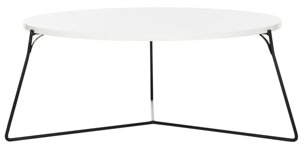 Safavieh Mae Mid-Century Modern Lacquer Coffee Table – Elegant Round Design With Curved Iron Legs, 31" FOX4264B
