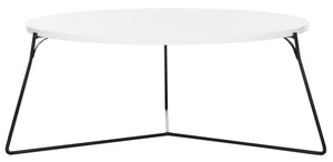 Safavieh Mae Mid-Century Modern Lacquer Coffee Table – Elegant Round Design With Curved Iron Legs, 31" FOX4264B