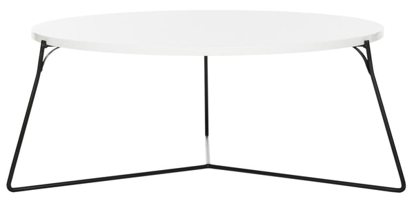 Safavieh Mae Mid-Century Modern Lacquer Coffee Table – Elegant Round Design With Curved Iron Legs, 31" FOX4264B
