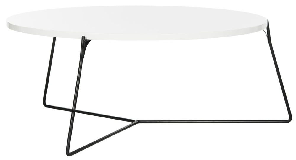 Safavieh Mae Mid-Century Modern Lacquer Coffee Table – Elegant Round Design With Curved Iron Legs, 31" FOX4264B