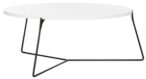 Safavieh Mae Mid-Century Modern Lacquer Coffee Table – Elegant Round Design With Curved Iron Legs, 31" FOX4264B