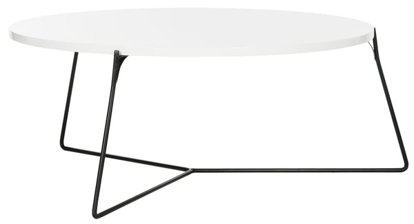 Safavieh Mae Mid-Century Modern Lacquer Coffee Table – Elegant Round Design With Curved Iron Legs, 31" FOX4264B