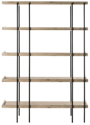 Safavieh Cecilia Retro Mid-Century 5-Tier Wood Etagere - Stylish Open Storage With Oak Shelves & Iron Frame FOX4271A