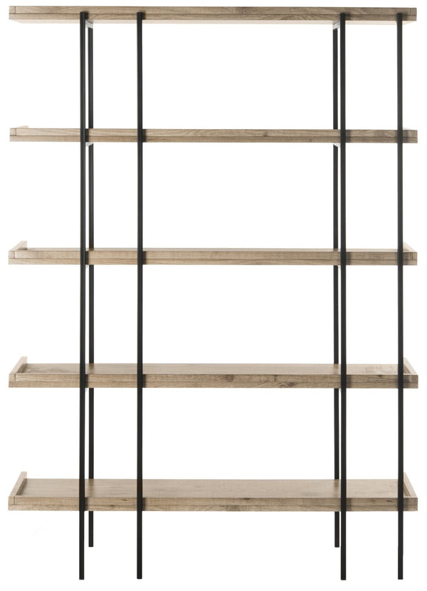 Safavieh Cecilia Retro Mid-Century 5-Tier Wood Etagere - Stylish Open Storage With Oak Shelves & Iron Frame FOX4271A