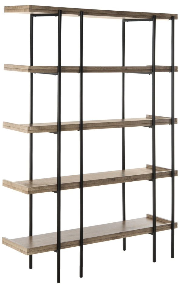 Safavieh Cecilia Retro Mid-Century 5-Tier Wood Etagere - Stylish Open Storage With Oak Shelves & Iron Frame FOX4271A