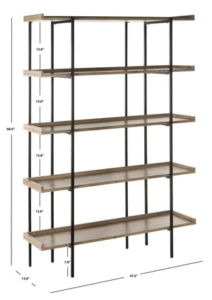 Safavieh Cecilia Retro Mid-Century 5-Tier Wood Etagere - Stylish Open Storage With Oak Shelves & Iron Frame FOX4271A