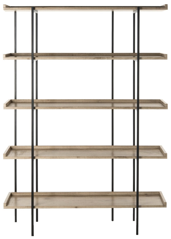 Safavieh Cecilia Retro Mid-Century 5-Tier Wood Etagere - Stylish Open Storage With Oak Shelves & Iron Frame FOX4271A