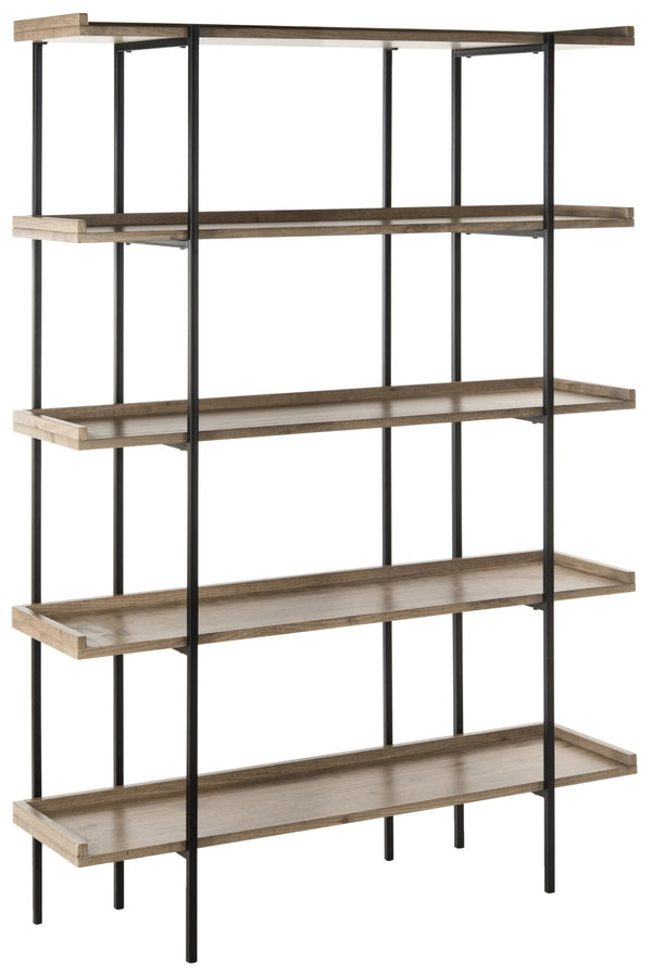 Safavieh Cecilia Retro Mid-Century 5-Tier Wood Etagere - Stylish Open Storage With Oak Shelves & Iron Frame FOX4271A