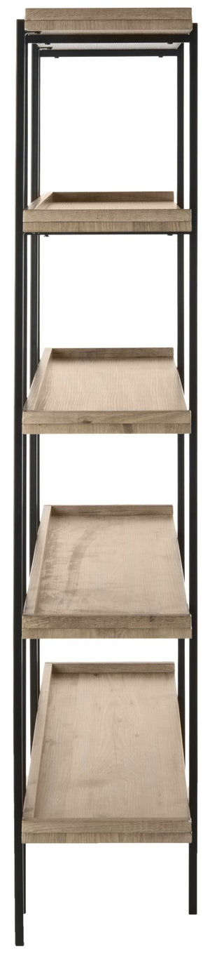 Safavieh Cecilia Retro Mid-Century 5-Tier Wood Etagere - Stylish Open Storage With Oak Shelves & Iron Frame FOX4271A