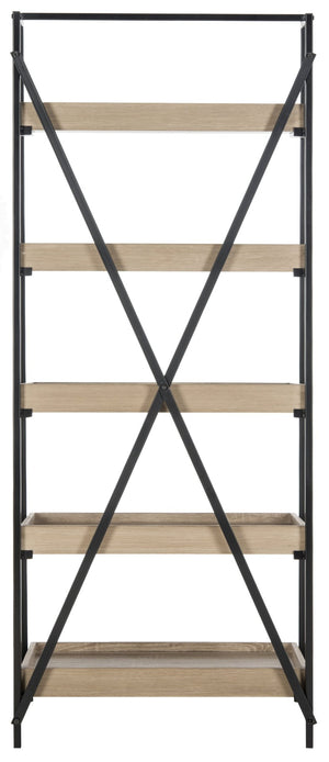 Safavieh Joel Mid-Century 5-Tier Etagere - Stylish Vintage-Inspired Storage Shelf With Oak Finish & Metal Frame FOX4272A