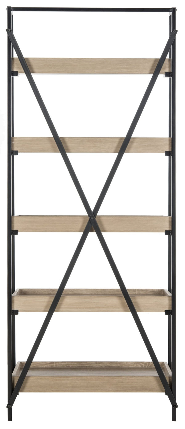 Safavieh Joel Mid-Century 5-Tier Etagere - Stylish Vintage-Inspired Storage Shelf With Oak Finish & Metal Frame FOX4272A