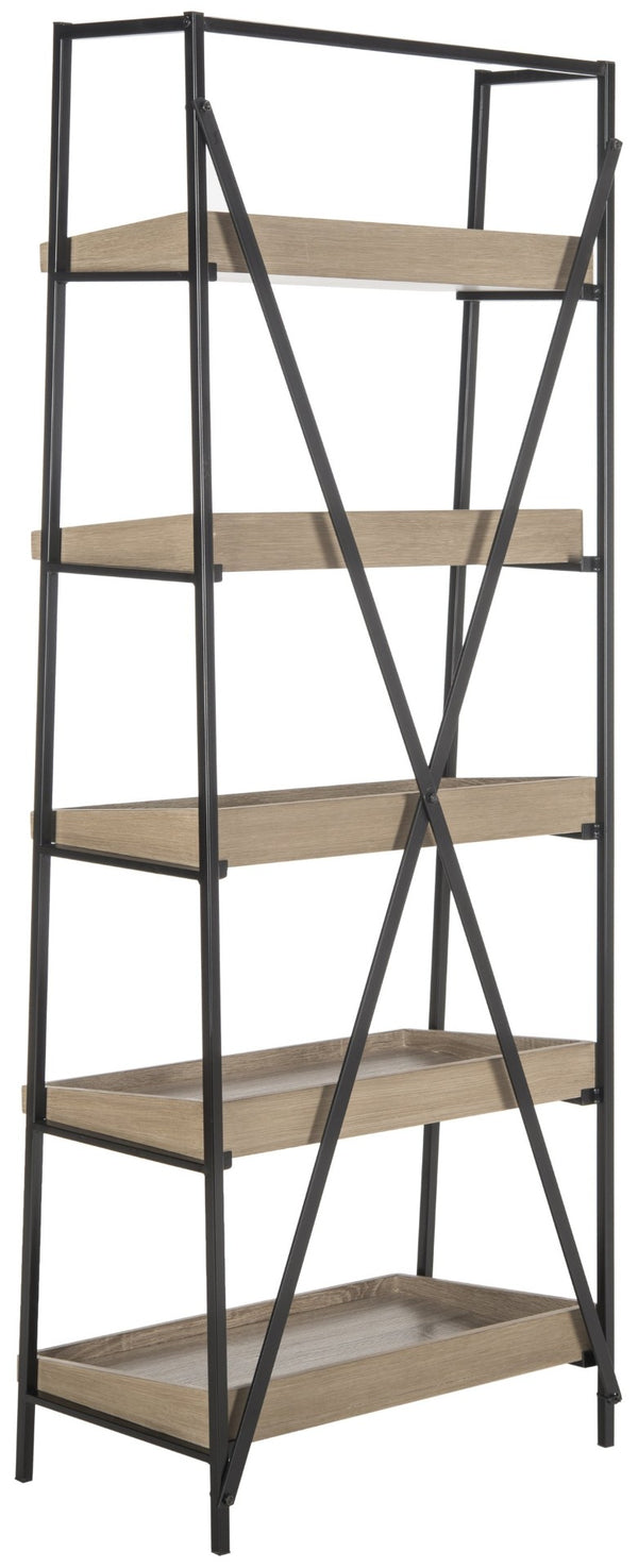 Safavieh Joel Mid-Century 5-Tier Etagere - Stylish Vintage-Inspired Storage Shelf With Oak Finish & Metal Frame FOX4272A