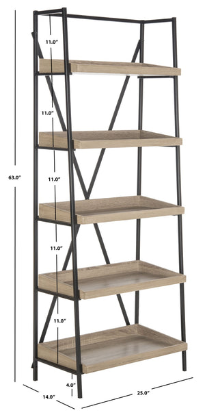 Safavieh Joel Mid-Century 5-Tier Etagere - Stylish Vintage-Inspired Storage Shelf With Oak Finish & Metal Frame FOX4272A
