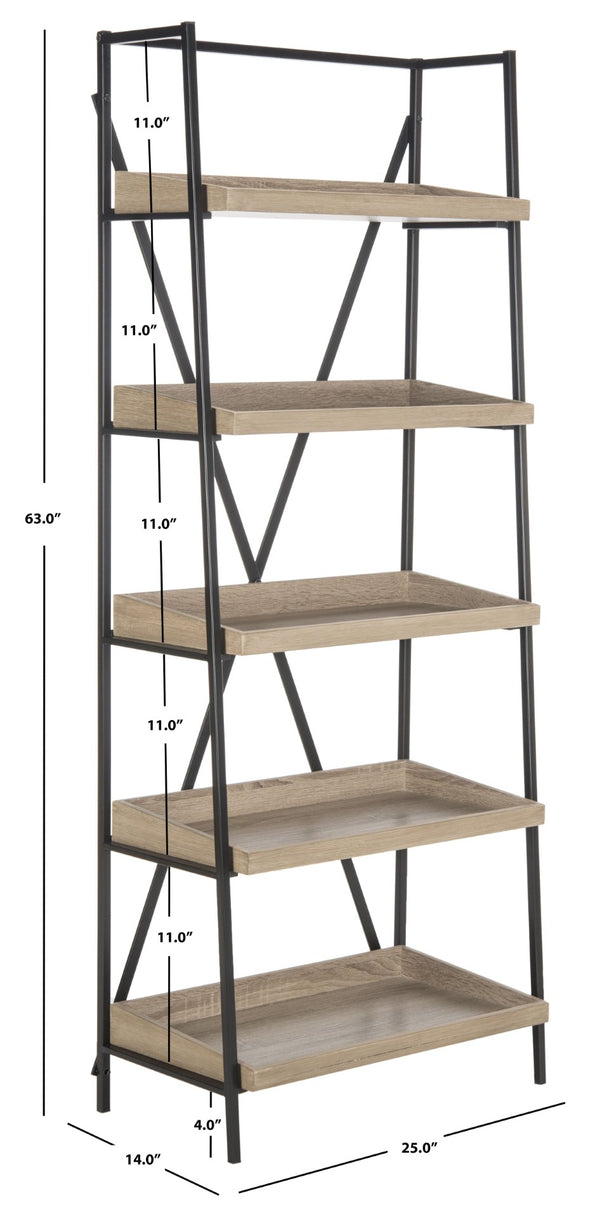 Safavieh Joel Mid-Century 5-Tier Etagere - Stylish Vintage-Inspired Storage Shelf With Oak Finish & Metal Frame FOX4272A
