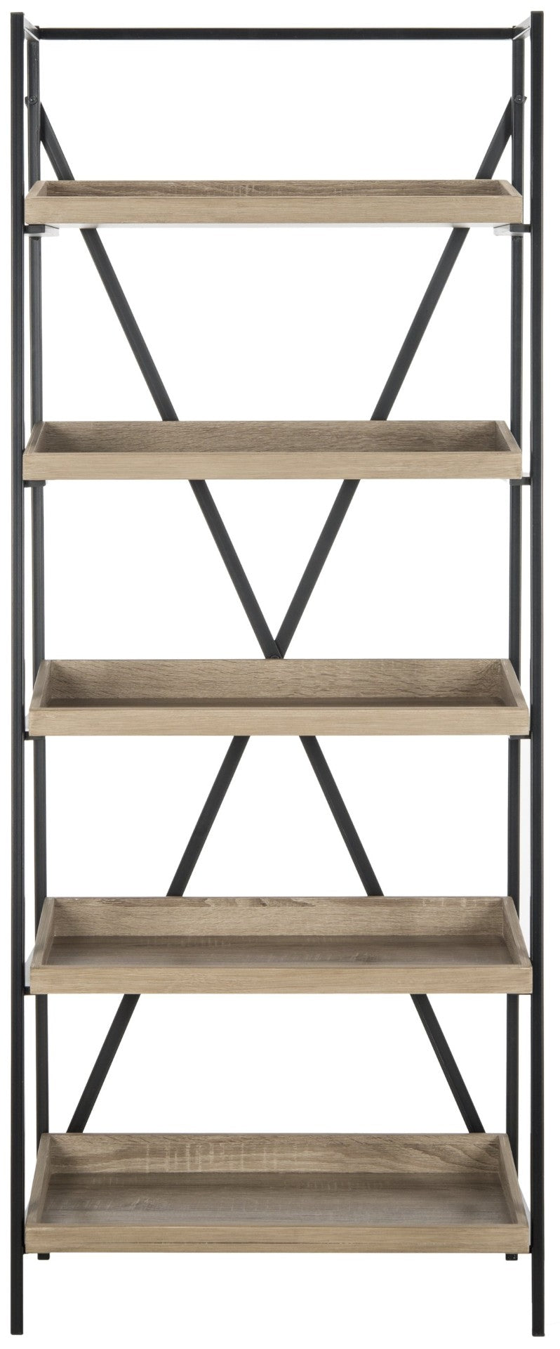 Safavieh Joel Mid-Century 5-Tier Etagere - Stylish Vintage-Inspired Storage Shelf With Oak Finish & Metal Frame FOX4272A