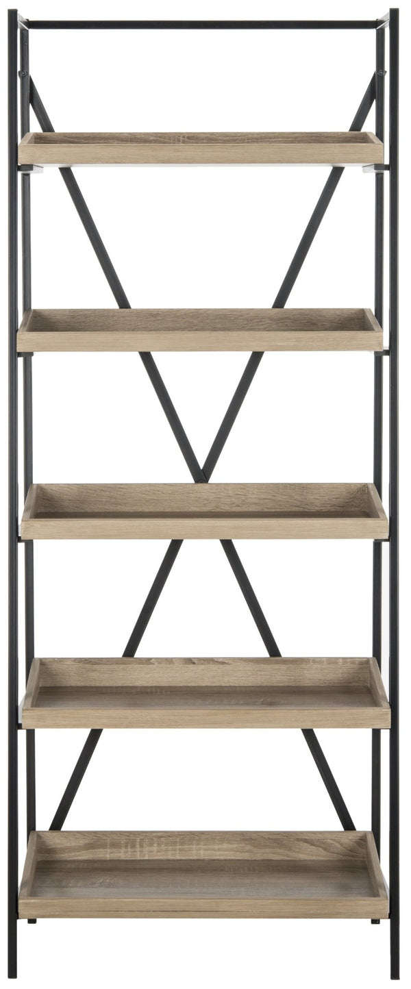 Safavieh Joel Mid-Century 5-Tier Etagere - Stylish Vintage-Inspired Storage Shelf With Oak Finish & Metal Frame FOX4272A