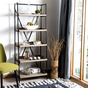 Safavieh Joel Mid-Century 5-Tier Etagere - Stylish Vintage-Inspired Storage Shelf With Oak Finish & Metal Frame FOX4272A