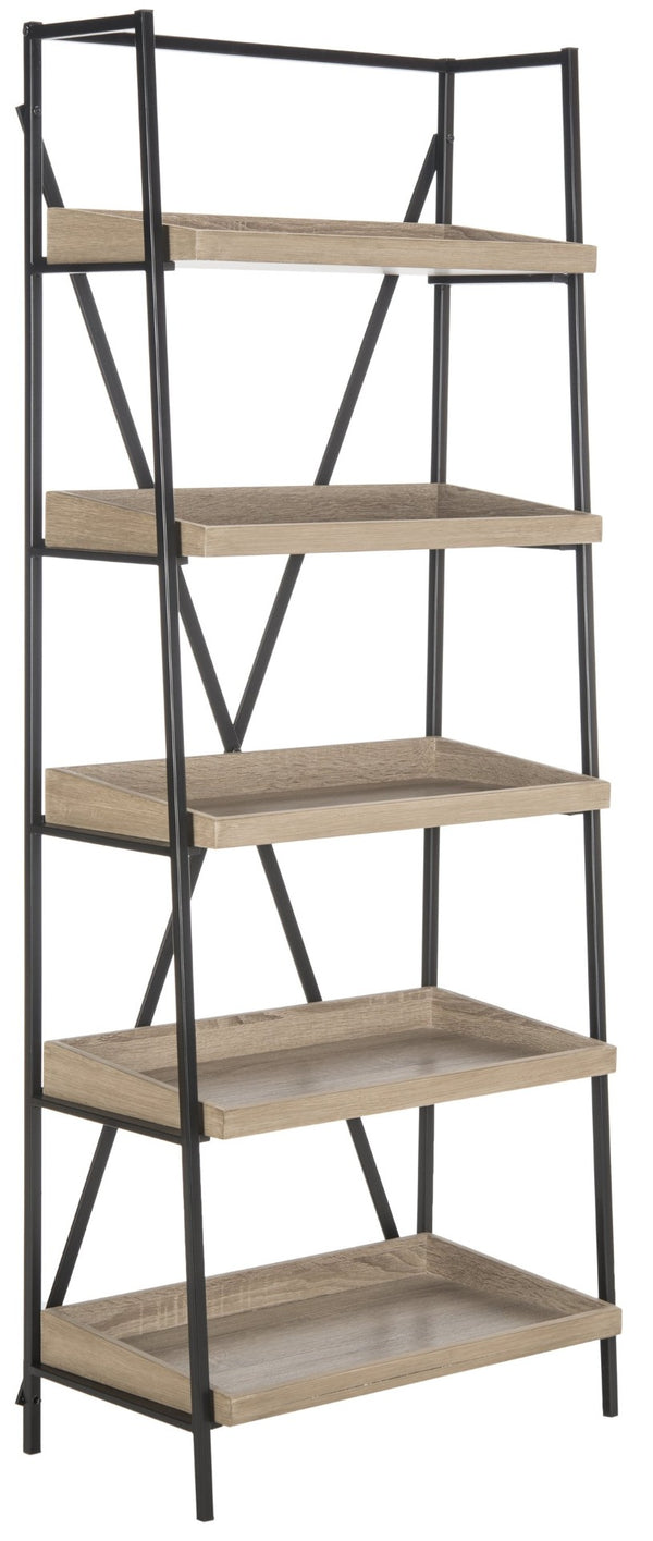 Safavieh Joel Mid-Century 5-Tier Etagere - Stylish Vintage-Inspired Storage Shelf With Oak Finish & Metal Frame FOX4272A