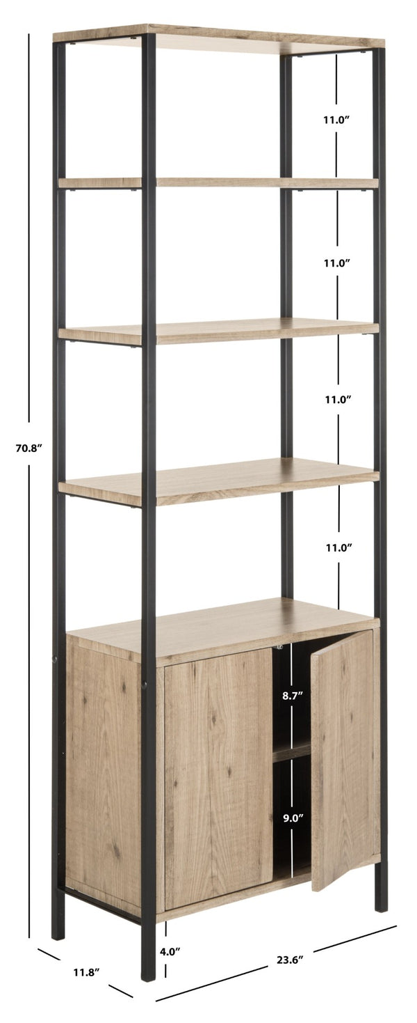 Safavieh Natasha Stylish Mid-Century Etagere With Open Shelves & Closed Cabinet For Elegant Storage Solutions FOX4273A